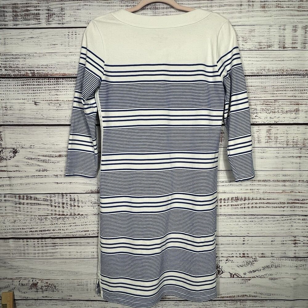 Vineyard Vines Dress Yacht Stripe White Blue Lace Up Cotton Preppy Nautical XXS - Picture 3 of 11